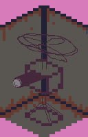 Very rough isometric pixel art of a drone turret.