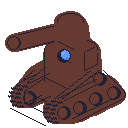 Slightly less rough isometric pixel art of large tank-like robot.